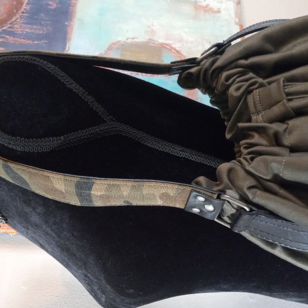 Stylish Green Women's Hobo Bag Camo Strap Detail Handcrafted By J.Monique - Picture 3 of 17